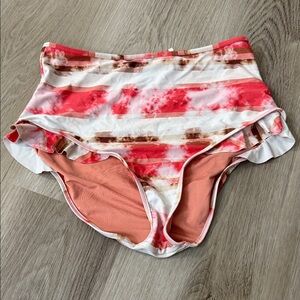 Striped High-Waisted Bikini Bottoms